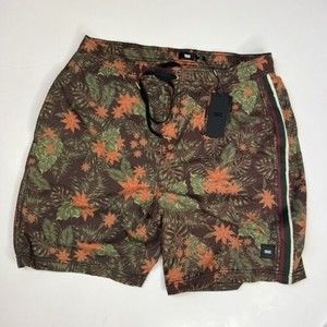 KITH Tilden Swim Trunks Black Floral Print KH7020-100 Size L
